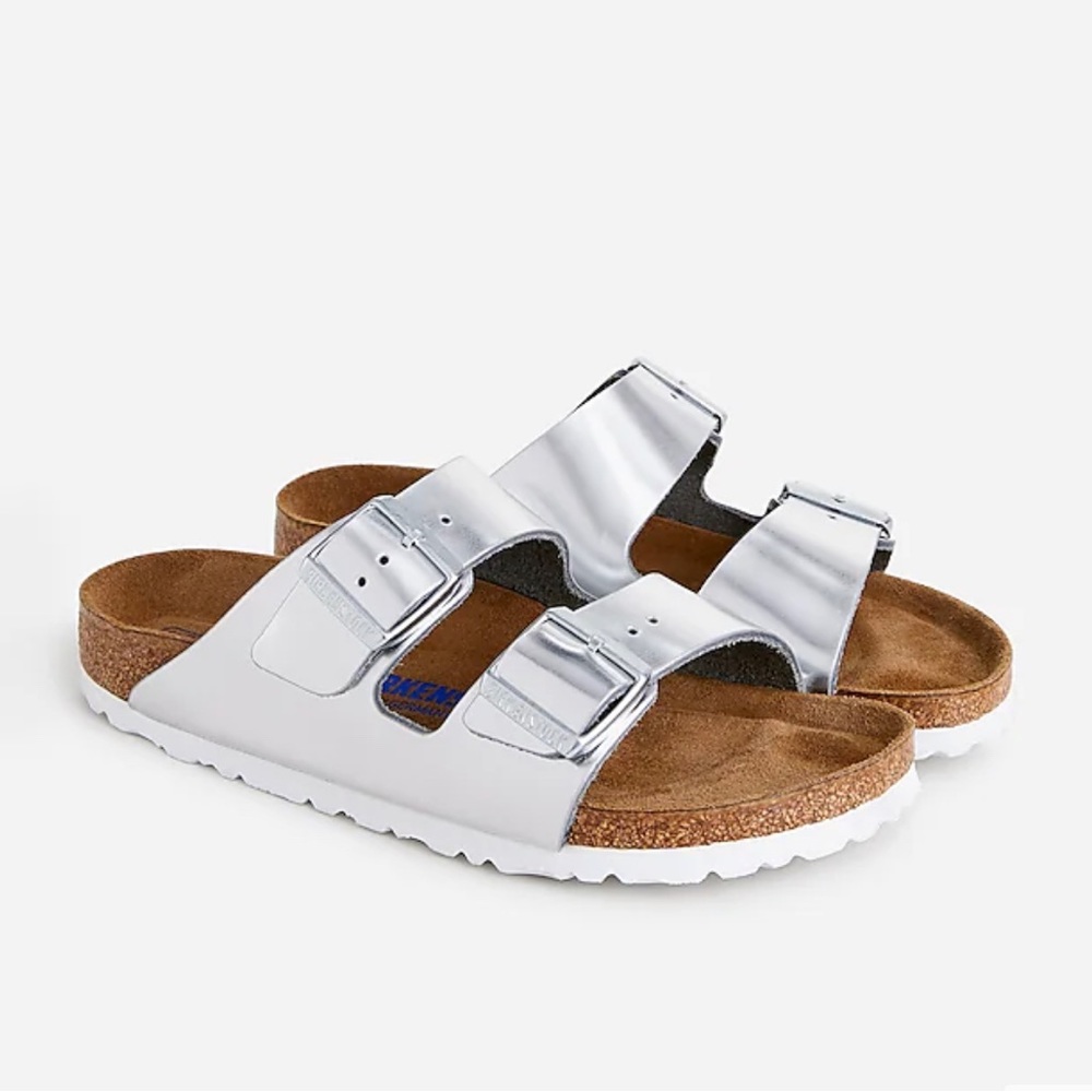 New in box, Birkenstock Arizona Sandals, Metallic Silver size 37